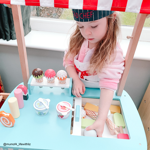 BigJigs chariot à glace en bois avec accessoires - jeu d’imitation-3