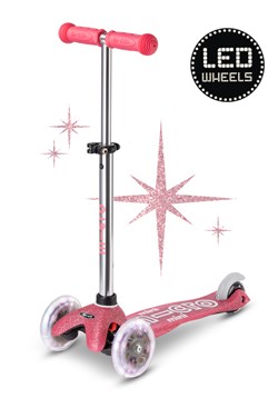 Micro kinderstep Deluxe roze met LED wielen - Mini Micro scooter Glitter