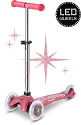 Micro kinderstep Deluxe roze met LED wielen - Mini Micro scooter Glitter