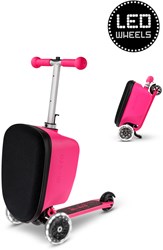 Micro kinderstep koffer LED Patch & Play Pink - scooter en bagage in één