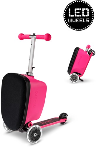 Micro kinderstep koffer LED Patch & Play Pink - scooter en bagage in één