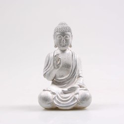 Season Inspired Decoration Boeddha beeldje decoratie grijs 10cm polystone