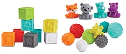 Infantino sensorisch speelgoed ballen blokken dieren set voor baby's