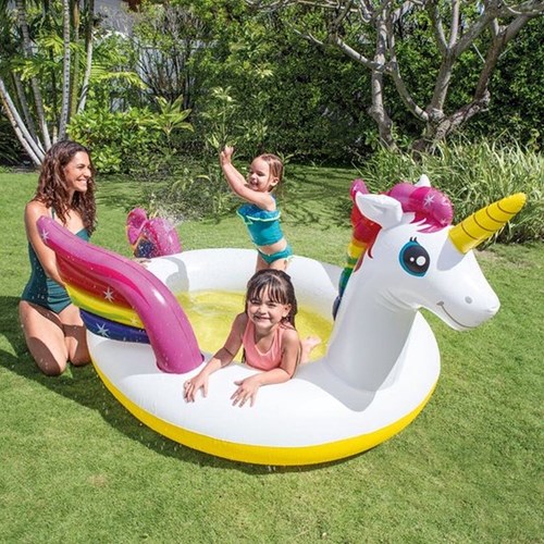 Intex piscine licorne gonflable aire de jeux 272x193x104 cm jeux d'eau-2