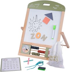 Angel Toys houten schoolbord en whiteboard met klok en telraam