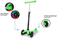 Jamara trottinette enfant KickLight verte avec guidon réglable et roues LED