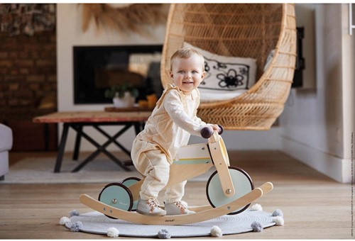 Janod Bikloon 2-in-1 houten schommelmotor & driewieler