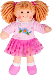 BigJigs knuffelpop Jasmin - zachte pop 25 cm speelgoedpop