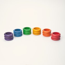 Grapat Houten Ringen Regenboogkleurig (18 st.)