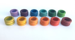 Grapat Houten Ringen Twaalfkleurig (36 st.)