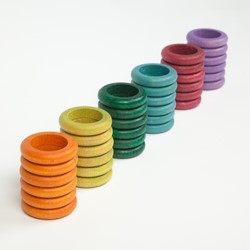 Grapat Houten Ringen Alternatiefkleurig (36 st.)