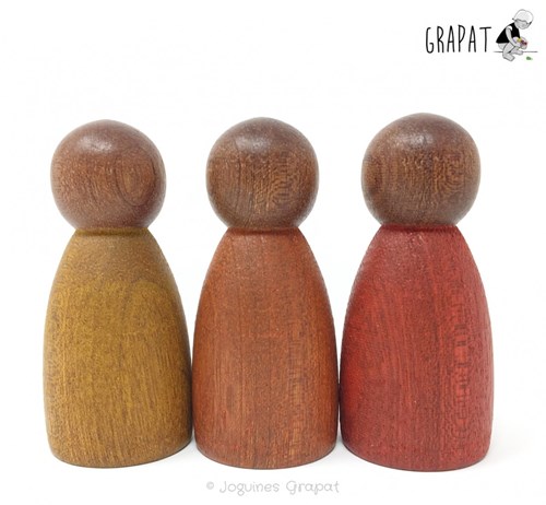 Grapat jouet en bois Nins foncé chaud 3 figurines
