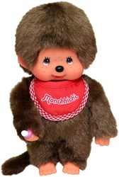 Monchhichi pluche pop jongen met rood slabbetje - 20 cm - knuffel