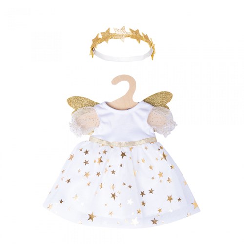 Heless robe d’ange poupée bébé blanc-or avec bandeau 28-35 cm
