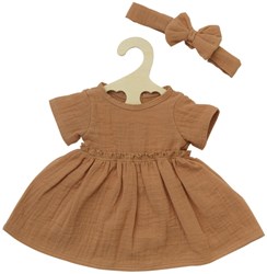 Heless robe de poupée coton avec bandeau caramel 28-35cm - vêtements poupée