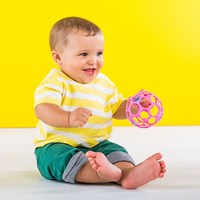 Oball Hochet Balle 10 cm - Jouet Bébé Rose-2