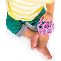 Oball Hochet Balle 10 cm - Jouet Bébé Rose-3