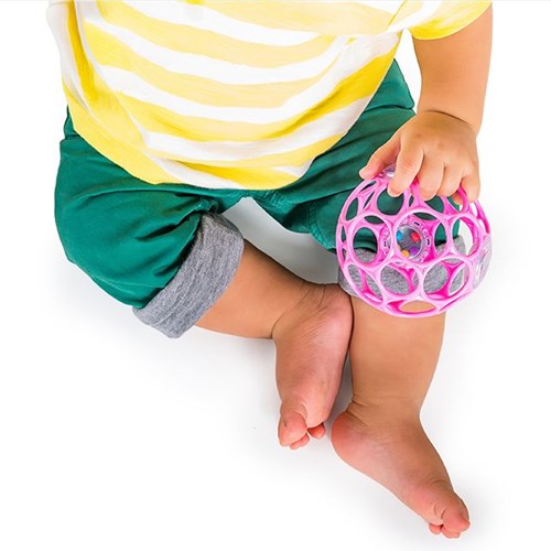 Oball Hochet Balle 10 cm - Jouet Bébé Rose-3