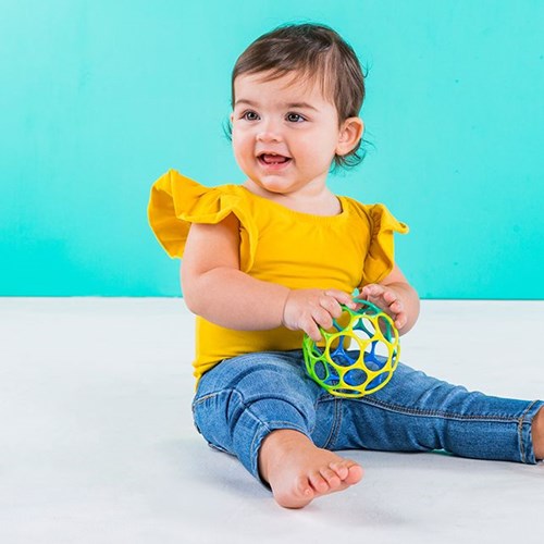 Oball balle jouet classique bleu vert jaune - 10 cm prise facile-2