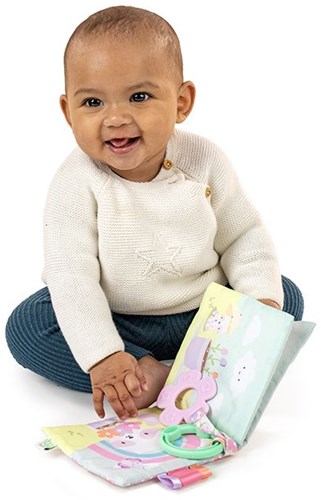 Ingenuity babyboekje pluche Soft Book Deni met activiteiten en bijtring-2