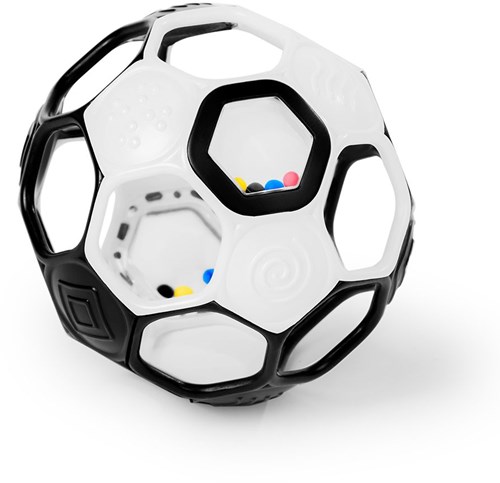 Oball baby voetbal rammelaar zwart wit - flexibele bal voor baby's-2