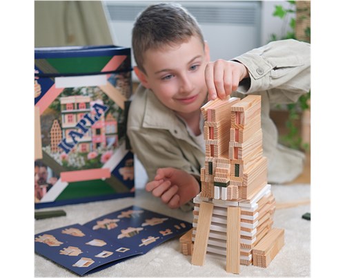 Kapla coffret blocs de construction bois - 200 pièces colorées et naturelles-2