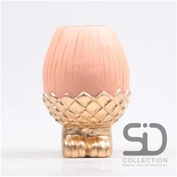 Season Inspired Decoration vaas decoratie eikel op voet beigerood 16cm