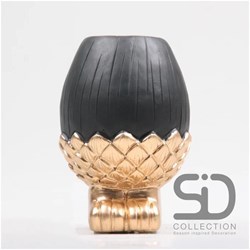 Season Inspired Decoration vaas zwart eikel op voet modern aardewerk