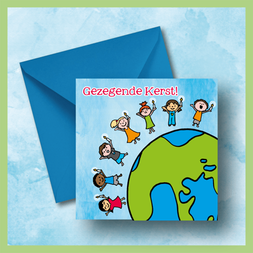 de Wonderwolk carte de Noël carrée avec enveloppe Ere zij God 15x15cm