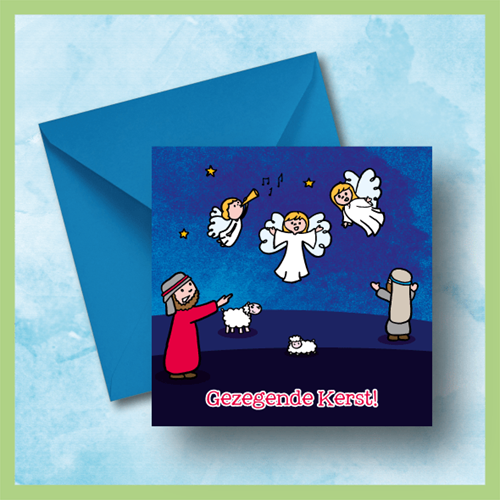 de Wonderwolk carte de Noël bergers carrée avec enveloppe fête