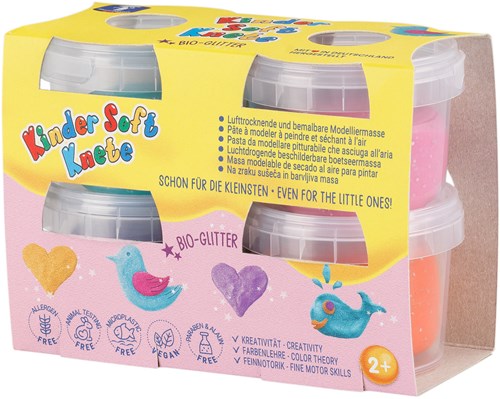 Feuchtmann pâte à modeler Bio-Glitter 4x80g vegan et sûre pour enfants