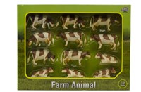 Kids GLOBE koeien boerderij speelgoed rood-wit liggend en staand 12 stuks 1:32