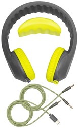 KidsCover EduFlex Lime koptelefoon - Hoofdtelefoon met Volumebegrenzing - Bekend van school - Kinderkoptelefoon met microfoon - USB-C