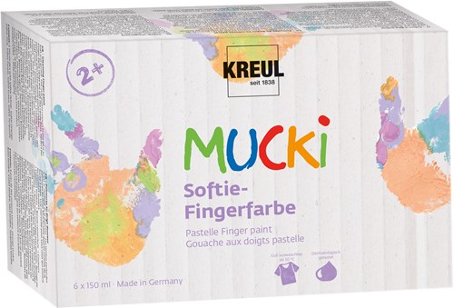 Kreul peinture au doigt set Mucki Softie 6 couleurs pastel vegan enfant
