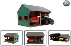 Kids GLOBE landbouwloods speelgoed schuur voor 2 voertuigen 1:16 hout
