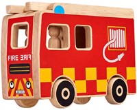 Lanka Kade camion de pompiers en bois avec 3 figurines - éducatif