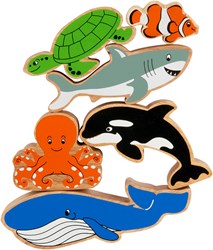 Lanka Kade ensemble de jeu animaux marins en bois - jouet éducatif 6 pièces