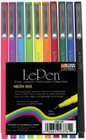 Marvy Uchida fineliner set neon kleuren 0,3mm 10 stuks etui