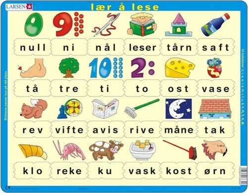 Larsen legpuzzel leren lezen Noors - educatief speelgoed - 24 stukjes