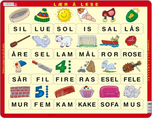 Larsen puzzle cadre apprendre à lire norvégien - jouet éducatif 24 pièces