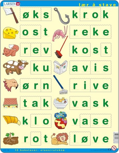 Larsen legpuzzel leren lezen Noors - educatief speelgoed 26 stukjes