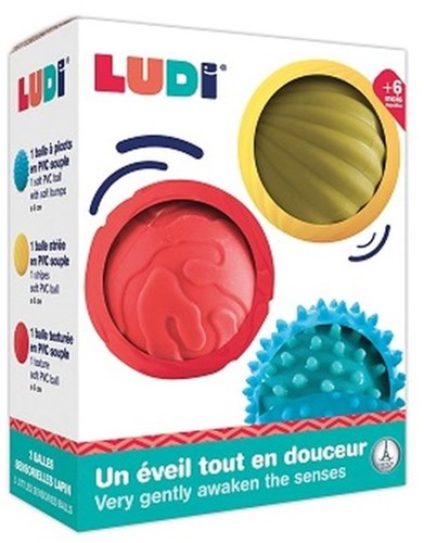 Ludi sensorisch speelgoed - 3 sensorische ballen voor baby's en peuters