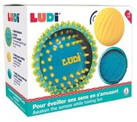 Ludi set de balles sensorielles - jouet moteur pour bébés - bleu et jaune