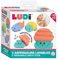 Ludi badspeelgoed siliconen sproeiers set van 3 - verwisselbaar en wasbaar