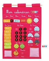 Ludi educatieve kalender roze - stoffen wandkalender voor kinderen