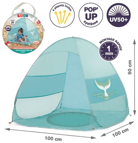 Ludi aire de jeux piscine tente pop-up UV50+ XXL bébé bleu multicolore