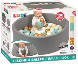 Ludi ballenbad rond - stoffen speelbad met 100 ballen voor baby’s