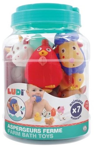 Ludi badspeelgoed boerderij dieren watersproeiers kleurrijk PVC