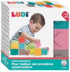 Ludi blokken set zachte babyblokken met ribbel textuur sensorisch speelgoed