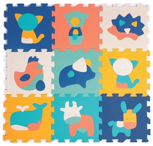 Ludi dieren speelmat foamtegels 90x90cm kleurrijk en veilig